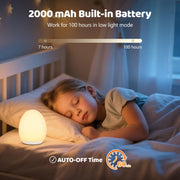 MediAcous Night Light for Kids, 7 Colors Changing Egg Light for Nursery | Stepless Dimming, Soft Silicone Touch Night Lamp with 1 Hour Timer, Rechargeable Nursery Night for Breastfeeding