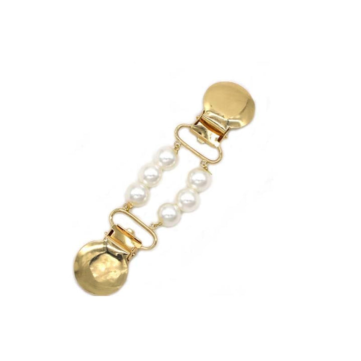 Vintage Sweater Shawl Clips With Pearl Chain Clasps