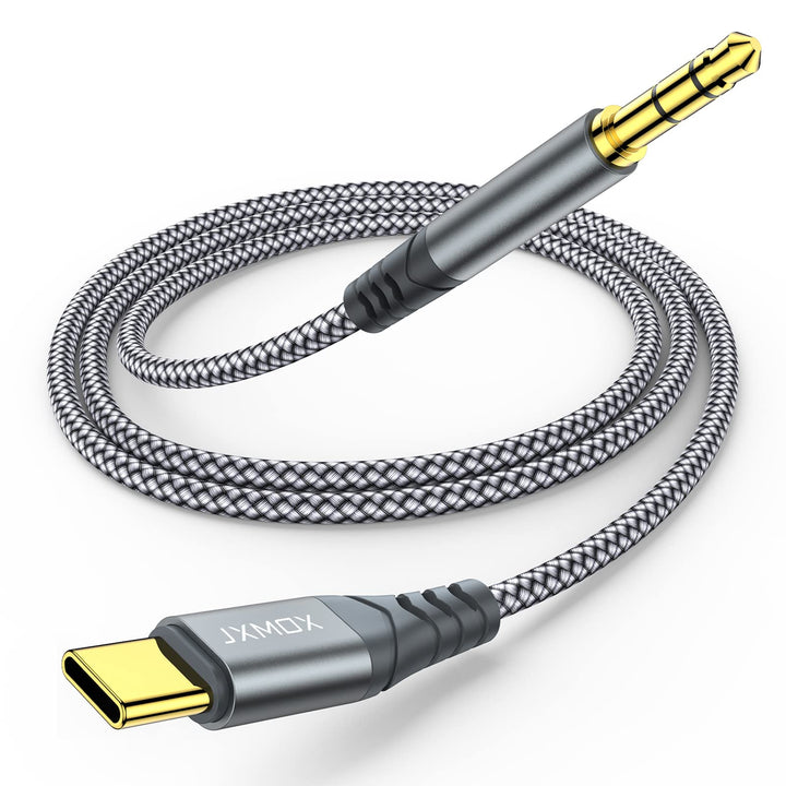 JXMOX USB C to 3.5mm Audio Aux Jack Cable (4ft), Type C to 3.5mm Headphone Car Stereo Cord Compatible with iPhone 17 16 15 Pro Max Air, Samsung Galaxy S25 S24 S23 S22 S21 Note 20, Pixel 9 8, iPad Pro