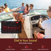 Pyle Marine Radio Stereo Receiver with Bluetooth MP3 Player - Single DIN Boat Audio System, AM/FM Tuner, USB/AUX Input, 30 Preset Stations, Hands-Free Calling, 300W Max Power for Marine and Boat Use