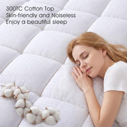 EASELAND Queen Size Mattress Pad Cotton Pillow Top Mattress Topper White | Cooling Mattress Cover Cotton Top,8-21" Deep Pocket Protector,60x80 Inches,Boxing Quilted & Machine Washable