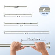Mcrbeay Shower Curtain Rod, 1" Diameter Heavy Duty Tension Shower Rod | Adjustable 28-74 inch Non Slip No Drill Spring Tension Rod For Bathroom, Shower Stall, No Rust, Brushed Nickel