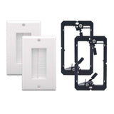 VCE Brush Wall Plate Cable Pass Through with Bracket, White, 2-Pack