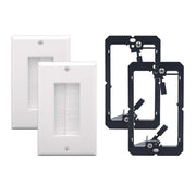 VCE Brush Wall Plate Cable Pass Through with Bracket, White, 2-Pack
