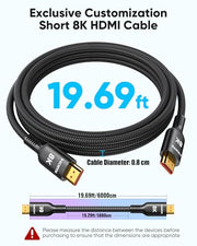Highwings Long HDMI Cable 20 FT, 10K 8K Ultra HD High Speed 2.1 HDMI 48Gbps | Braided HDMI Cord-4K@120Hz 8K@60Hz, DTS:X, HDCP 2.2&2.3,eARC, HDR 10 Compatible with DVD Player/PS5/HDTV/Blu-ray