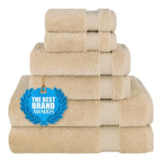 Cotton Paradise 100% Cotton Turkish Towel Set, Soft Absorbent Quick Dry, 6 Piece Towel Set, Beige