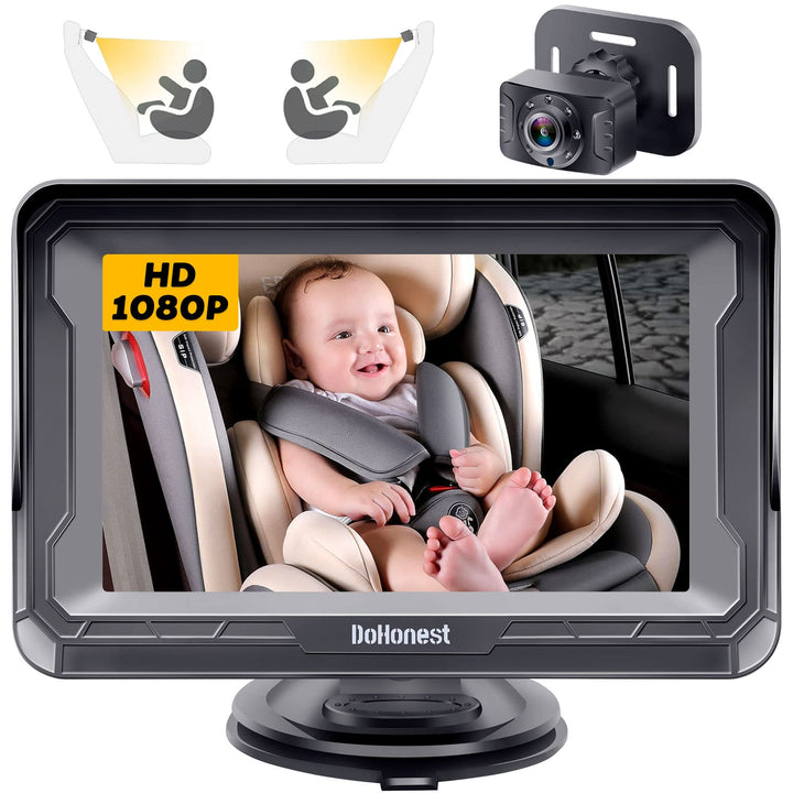 DoHonest Baby Car Camera HD 1080P: Rear Facing Car Baby Monitor Clear Image | Crystal Night Vision, Adjustable View Angle, Easy Setup, Anti-Glare Display, Safety for Kids & Infants