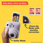Fujifilm Instax Mini 12 Instant Film Camera - Pastel Blue | Instax Mini 12 with automatic exposure and selfie mirror for photography, scrapbooking and gifting