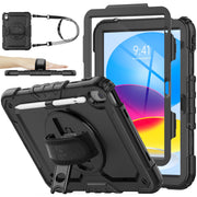 SEYMAC stock Case for iPad (A16) 11th/10th Generation 11''/10.9'' 2025/2022, Full-Body Drop Protection Case with Screen Protector &360° Rotate Hand Strap/Stand, Black
