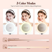 B Beauty Planet Magnifying Mirror with Light 30X, 2000mAh 1X/ 30X Magnifying Makeup Mirror with Standable Base & Tweezers, 3 Color Modes with Adjustable Brightness& Smart Display, Foldable for Travel