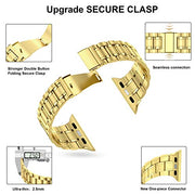 MioHHR Solid Stainless Steel Band Compatible for Apple Watch 38mm 40mm 41mm | Adjustable Metal Strap with Soft TPU Case for Women and Men, Fits iWatch Bands Series 9 8 7 6 5 4 3 2 1, SE3, SE2, SE, Gold