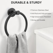 SetSail Towel Holder for Bathroom Wall Matte Black Towel Ring | Stainless Steel Hand Towel Holder Heavy Duty Towel Hanger for Bath, Kitchen