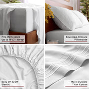 Mellanni Iconic 4-Piece Bed Sheet Set, 16" Deep Pocket (Queen, White) | 10M+ Sleepers. 16" Standard Fit. Lab-tested: Breathable, Stays Bright & Smooth. Good Housekeeping Best Bedding, 7 years.
