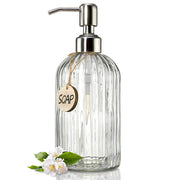 JASAI 18 Oz Clear Glass Soap Dispenser with Rust Proof Stainless Steel Pump | Refillable Liquid Hand soap Dispenser for Bathroom, Premium Kitchen Soap Dispenser (Clear).