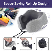 napfun Neck Pillow for Traveling, Upgraded Travel Neck Pillow for Airplane 100% Pure Memory Foam Travel Pillow for Flight Headrest Sleep, Portable Plane Accessories, Light Grey