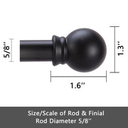 GXOACKJ Curtain Rods for windows 32-48 inch, 5/8 inch Decorative Curtain Rod Set, Matte Black Splicing Heavy Duty Metal Curtain Rod with Brackets