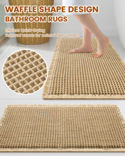 Smiry Waffle Bath Mat 30X20, Extra Soft Absorbent Bathroom Rugs, Brown | Non Slip Machine Washable Quick Dry Bath Rugs for Bathroom Floor, Tub, Shower, Home Decor Accessories