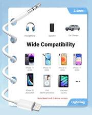 Aux Cord for iPhone,[Apple MFi Certified] Lightning to 3.5 mm AUX Cable for Car Stereo, Speaker, Headphone, Auxiliary Audio Cable Compatible with iPhone 14 13 12 11 XS XR X 8 7 3.3FT White