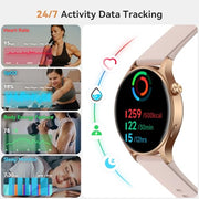 aeac Smart Watch for Women, AMOLED Ultra-Clear Screen Activity Trackers with Heart Rate/Sleep/SpO2 Monitor, Smartwatch for iPhone/Samsung/Android, 110+ Sport Modes (Rose Gold, S/M/L, Rose Gold)