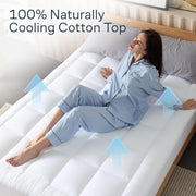 Niagara Sleep Solution 100% Cotton Top Queen Size Mattress Pad, Pillow Top | Cloud-Like Soft Mattress Topper, Breathable Cover, 20" Deep Pocket, Back Pain Relief, Perfect for Hot Sleepers, White