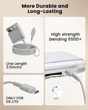 DS Lite Charger Kit Compatible with DS Lite 100-240V Wall Plug Adapter with 4 Stylus Pen for DS Lite