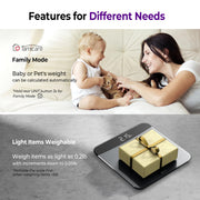 Ovutek Bathroom Scales Digital Weight 450lb, Most Accurate to 0.05lb | Extra LED Display with Large Clear Numbers for Body Weighting, Baby, Pet, Elderly Home Use, Sturdy and Durable Base Machine