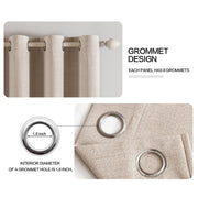 MIULEE 100% Blackout Linen Curtains for Bedroom 52x84 Inches Natural Beige | Room Darkening, Light Blocking, Thermal Insulated, Grommet Top, Linen Textured, Window Curtains for Living Room, 2 Panels