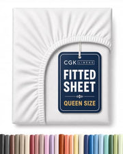 Queen Fitted Sheet - Single Fitted Sheet Only - 8-16" Deep Pockets - White | Bottom Fitted Sheet Only w/ 8-16 Inch Deep Pockets, Ultra-Soft, Breathable & Wrinkle Free, Easy-Care, Fade & Shrink Resistant
