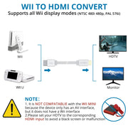AUTOUTLET Wii to HDMI Adapter, 1080P Wii Converter Built-in 5ft HDMI Cable | for Full HD Device, Plug & Play, Compatible with Nintendo Wii, Wii U, Supports All Wii Display Modes, White