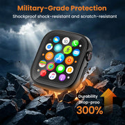 YIJDACASE 3 in 1 Waterproof Case for 40mm Apple Watch SE 3/2/1 Series 6/5/4 | 40mm PC Bumper 360 Full Face Cover Built-in Tempered Glass Screen Protector, Sensitive Touch Scratch, Matte Black