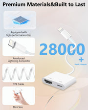 Lightning to HDMI Adapter for iPhone, [Apple MFi Certified] Digital AV Dongle, 1080P Sync Screen Cable with Lightning Charging Port for iPhone, iPad to TV/Projector/Monitor No Need Power Supply