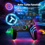 MYSTILUCK Wireless Pro Controller for Switch/Switch 2/Lite/OLED/PC | Gamepad with 7 Color-Changing RGB Lighting/Dual Vibration/6-Axis Gyroscope/Turbo, Ergonomically Designed Precise Joystick