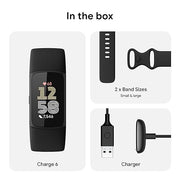 Google Fitbit Charge 6 - Fitness Tracker - Obsidian/Black | Google apps, heart rate on exercise equipment, 3-month Google Health Premium membership included, small and large bands