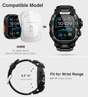 ULTIMAL Rugged Case with Band for Apple Watch Ultra 4/3/2/1, 49mm Black | Military-Grade Shockproof Bumper Cover with Tactical Band Men, Built for Rugged Protection, Secure Fit and Everyday Comfort