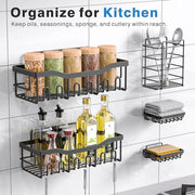 EUDELE Adhesive Shower Caddy, 5 Pack Rustproof Stainless Steel Bath Organizers With Large Capacity, No Drilling Shelves for Bathroom Storage & Home Decor