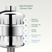 Aquabliss SF100 Daily Revitalize Shower Filter - Chrome | Vitamin C shower filter, vitamins and minerals infusion, softer-feeling skin, healthier hair, SF100