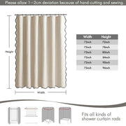 MIULEE Beige Scalloped Shower Curtain Linen Textured with 12 Metal Hooks Cute Heavy Duty Washable Waterproof Neutral Thick Cloth Shower Curtains with Black Border for Bathroom Bathtub,W72*L72 Cream