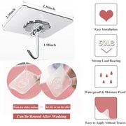 DDMY Adhesive Wall Hooks Clear 50lb(Max) Heavy Duty Hanging Sticky-10 Pack | Heavy Duty Hooks for Walls Hanging 50 lbs No Damage, Waterproof Sticky Transparent Ceiling Hook for Towel/Kitchen/Outdoor