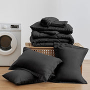 Love's cabin King Size Comforter Set, 7 Pieces Bed in a Bag, Black | OEKO-TEX Certified, All-Season, 1 Down-Alternative Comforter + 1 Flat & Fitted Sheets + 2 Pillowcases + 2 Pillow Shams