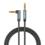 Nanxudyj AUX Cord 6ft, 3.5mm Stereo Audio Cable 90 Degree Right Angle Nylon Braided Male to Male for Car, Headphones, Speaker, PS4/PS5, PC, Tablets - Hi-Fi Sound Portable TRS Auxiliary Cable