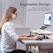 Gogoonike Adjustable Laptop Stand for Desk, Metal Laptop Riser Holder | Portable Desktop Book Stands, Foldable Ventilated Cooling Computer Notebook Stand Compatible with 10-15.6” Laptops, Tablets