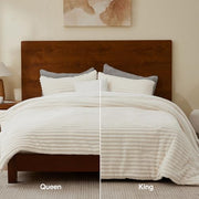 BEDELITE Fleece Queen Comforter Set, Fluffy Bed Set, Cream White | Super Soft & Warm Bedding, Luxury Fuzzy Faux Fur Comforter for Winter, Heavy Plush Bedding, with 2 Pillowcases