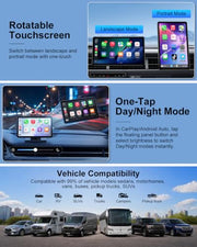Carplay Screen for Car, 7" Wireless Apple Carplay & Android Auto | Car play with 1080P Backup Camera, GPS Navigation, Voice Control, Mirror Link, FM/AUX Audio, Plug & Play