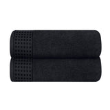 GLAMBURG 100% Cotton 2 Pack Oversized Bath Towel Set 28x55 Inches, Ultra Soft Highly Absorbant Compact Quickdry & Lightweight Large Bath Towels, Ideal for Gym Travel Camp Pool - Black