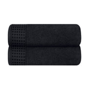 GLAMBURG 100% Cotton 2 Pack Oversized Bath Towel Set 28x55 Inches, Ultra Soft Highly Absorbant Compact Quickdry & Lightweight Large Bath Towels, Ideal for Gym Travel Camp Pool - Black