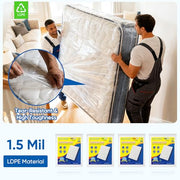 TICONN 2PK Plastic Mattress Bags for Moving, Waterproof Mattress Cover | 1.5 Mil 103"x62"x16", 3D Gusset Design, Tear Resistant & Dust Protection Mattress Protector for Moving and Storage