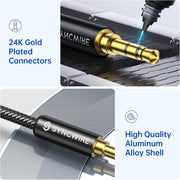 Syncwire 3.5mm Nylon Braided Aux Cable (3.3ft/1m,Hi-Fi Sound), Audio Auxiliary Input Adapter Male to Male Cord for Headphones, Car, Home Stereos, Speaker, iPhone, iPad, iPod, Echo & More – Black