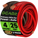 GEARit 4 Gauge Wire 25 FT Black + 25 FT Red, 4 AWG Amp Wire Battery Wires | Automotive Power Ground Cable for Car Audio Amp,RV,Trailer,Subwoofer,Inverter,Generator,Solar,Speaker,Truck(CCA,Black Red)