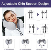 napfun Neck Pillow for Traveling, Upgraded Travel Neck Pillow for Airplane 100% Pure Memory Foam Travel Pillow for Flight Headrest Sleep, Portable Plane Accessories, Light Grey
