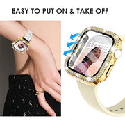 Surace Bling Case with Screen Protector for Apple Watch Series 6/5/4 40mm | Crystals Diamond Protective Face Cover Bumper with Tempered Glass Apple Watch Case, Sensitive Touch, Gold
